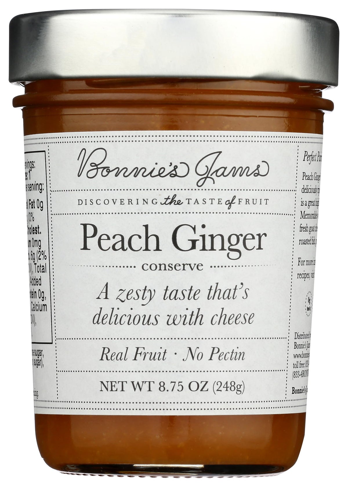 Bonnie's Jams, Peach Ginger Jam, 8.75 Ounce