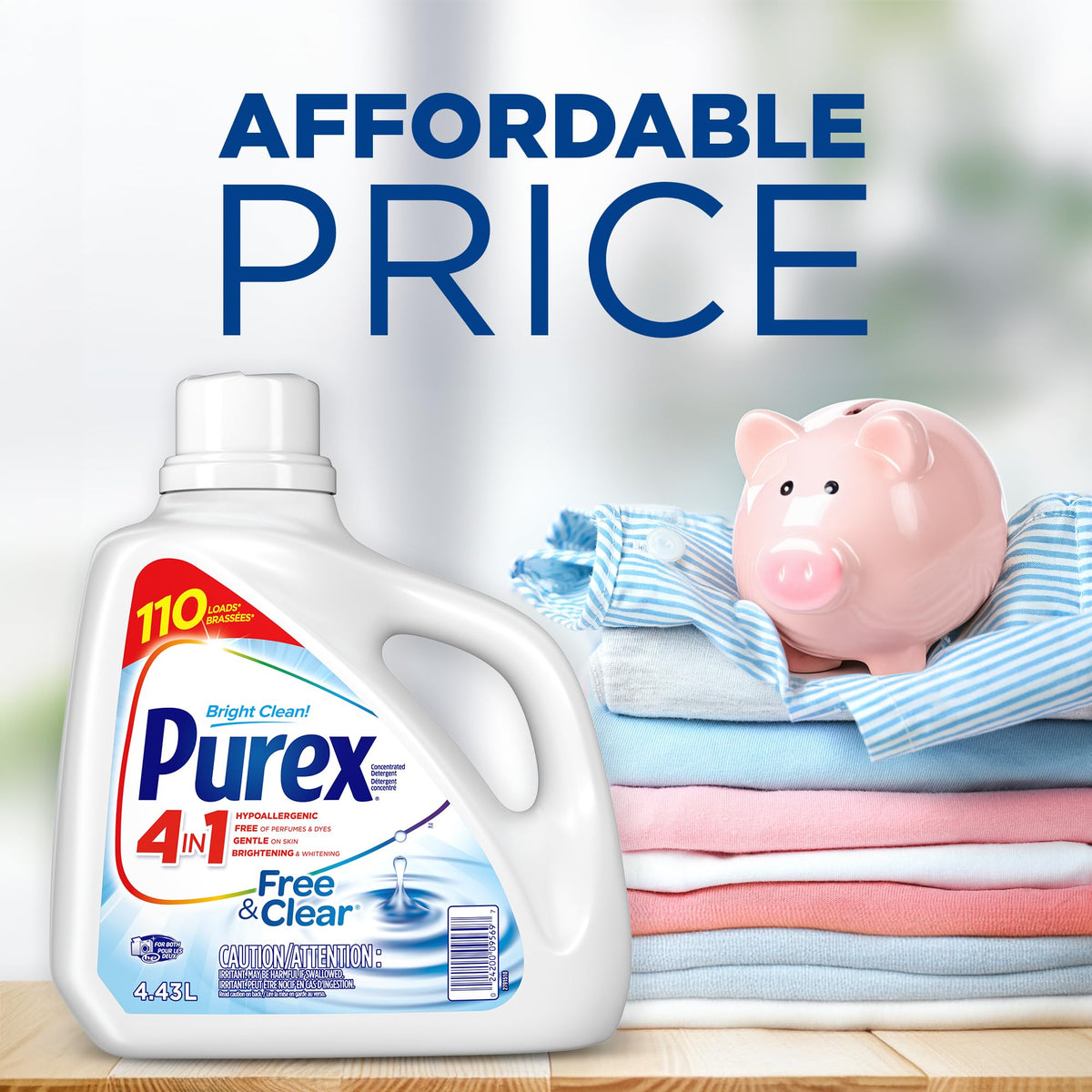 Purex Free and Clear Liquid Detergent for Sensitive Skin, 4.43 Liters (Packaging May Vary)