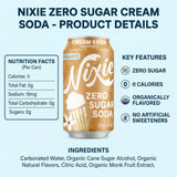Nixie Soda Zro Sgr Crm Soda Og - 12 fl oz Can Cream - Pack of 1 - Prebiotic Inspired Alternative to Cola Root Beer Ginger Ale and Orange with a Random