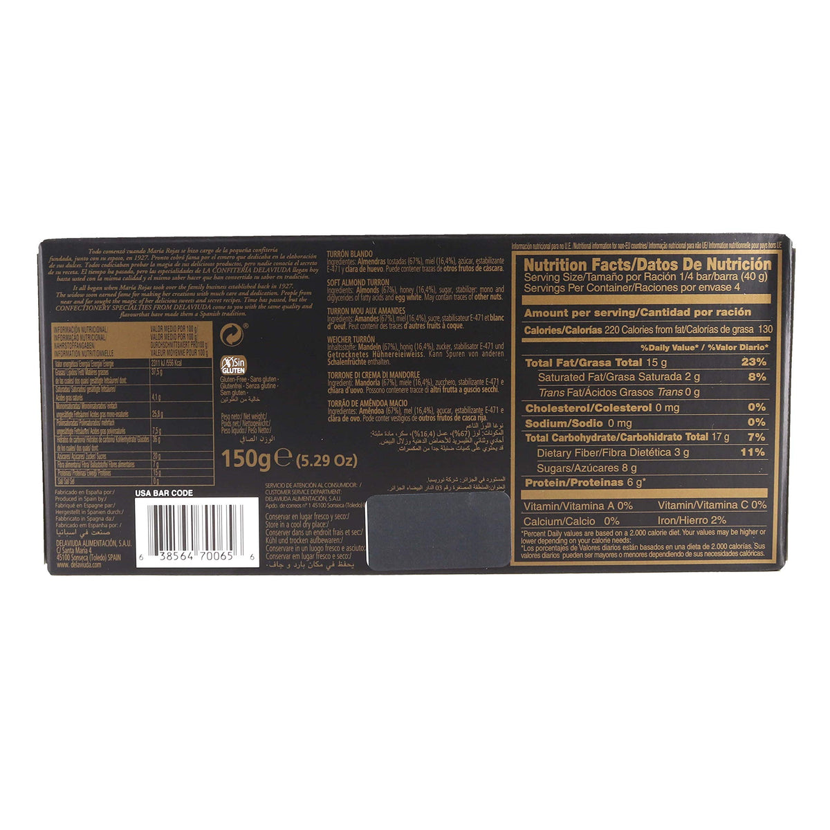 Delaviuda Turron Soft Almond Nougat Blando - 5.29 OZ (3 Pack)