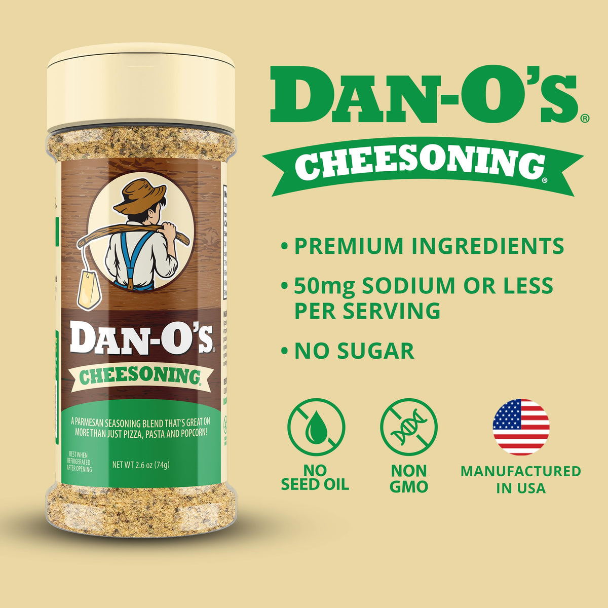Dan-O's 6 Bottle Seasoning Set, Small Bottles, 6 Pack, Includes Original, Spicy, Chipotle, Crunchy, Cheesoning and Preem-O Seasonings, Sugar Free