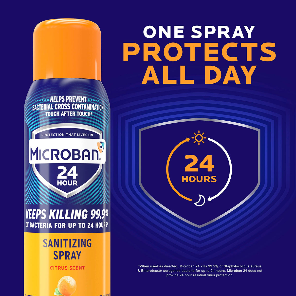 MICROBAN 24 Hour Disinfectant Sanitizing Spray, Citrus Scent, 15oz