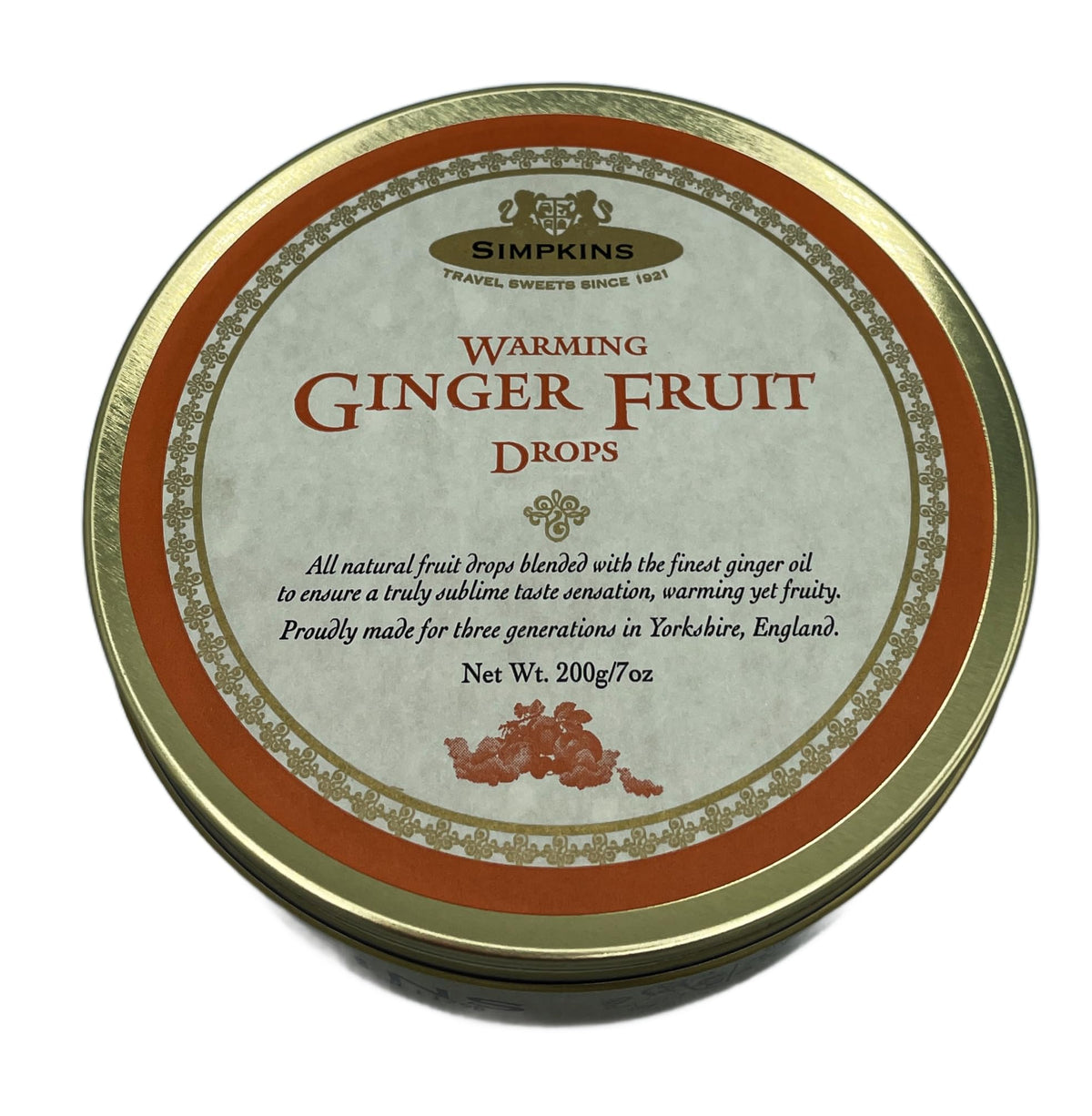 Simpkins Warming Ginger Drops - All-Natural Fruit Drops Infused with Premium Ginger Oil | Soothing & Fruity Taste | Made in England | 7.0 oz Tin