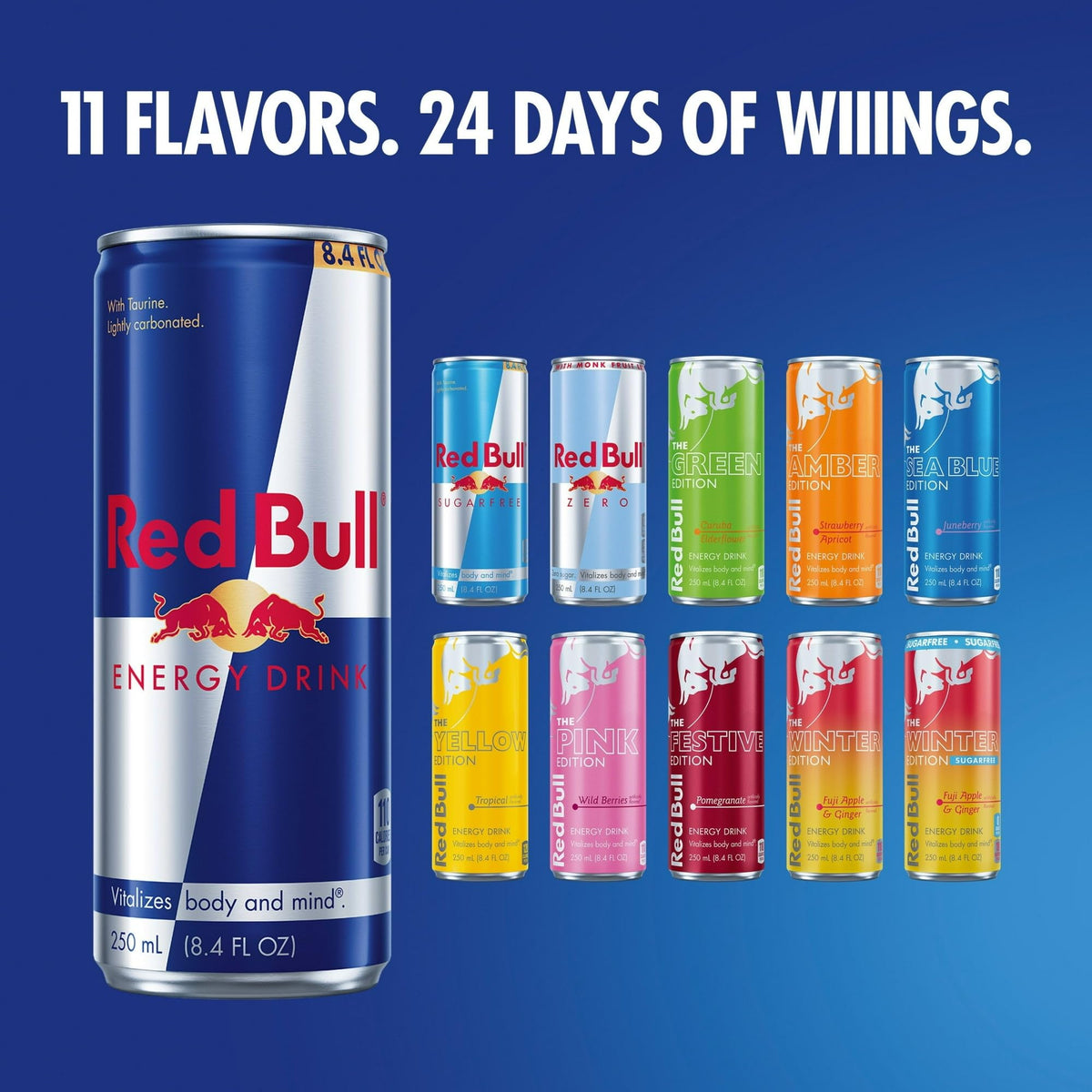 Red Bull Energy Drink Variety 2025 Advent Calendar Pack, with 80mg Caffeine, Taurine & B Vitamins, 8.4 fl. oz. - 24 Cans