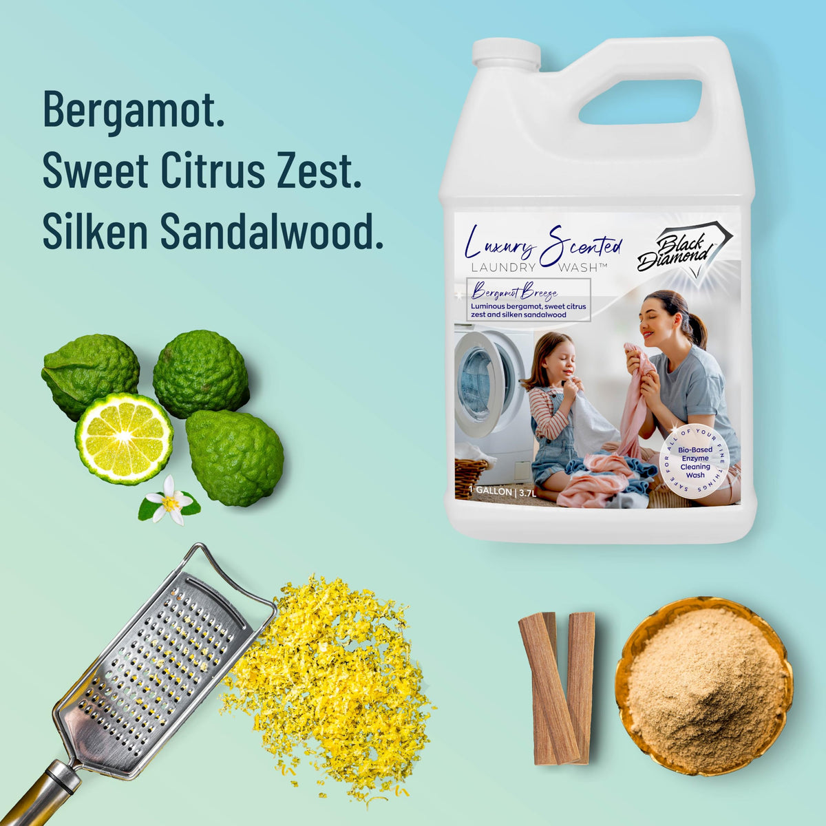Black Diamond Stoneworks Bergamot Breeze Luxury Scented Laundry Wash, Premium Quality Detergent, Superior Cleaning Performance, Long-Lasting