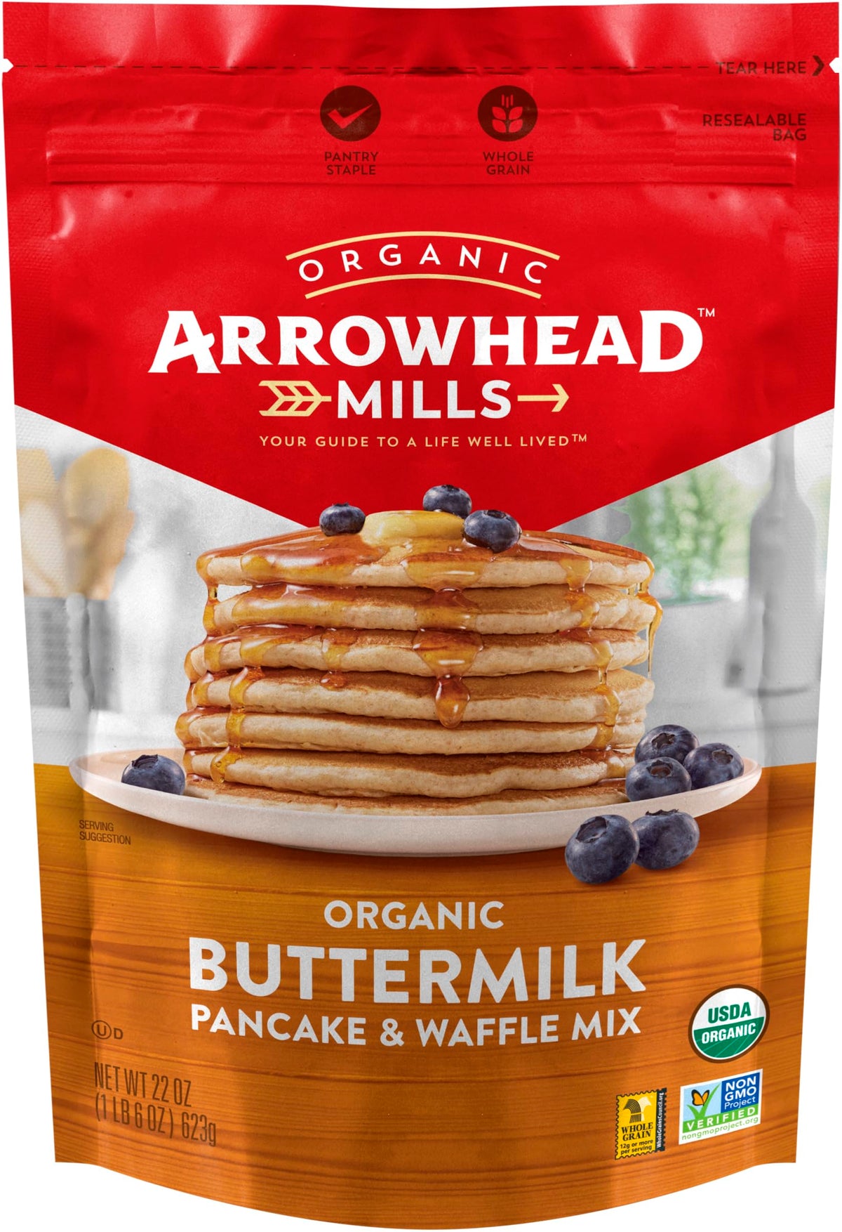 Arrowhead Mills Buttermilk Pancake & Waffle Mix, 22 oz Bag