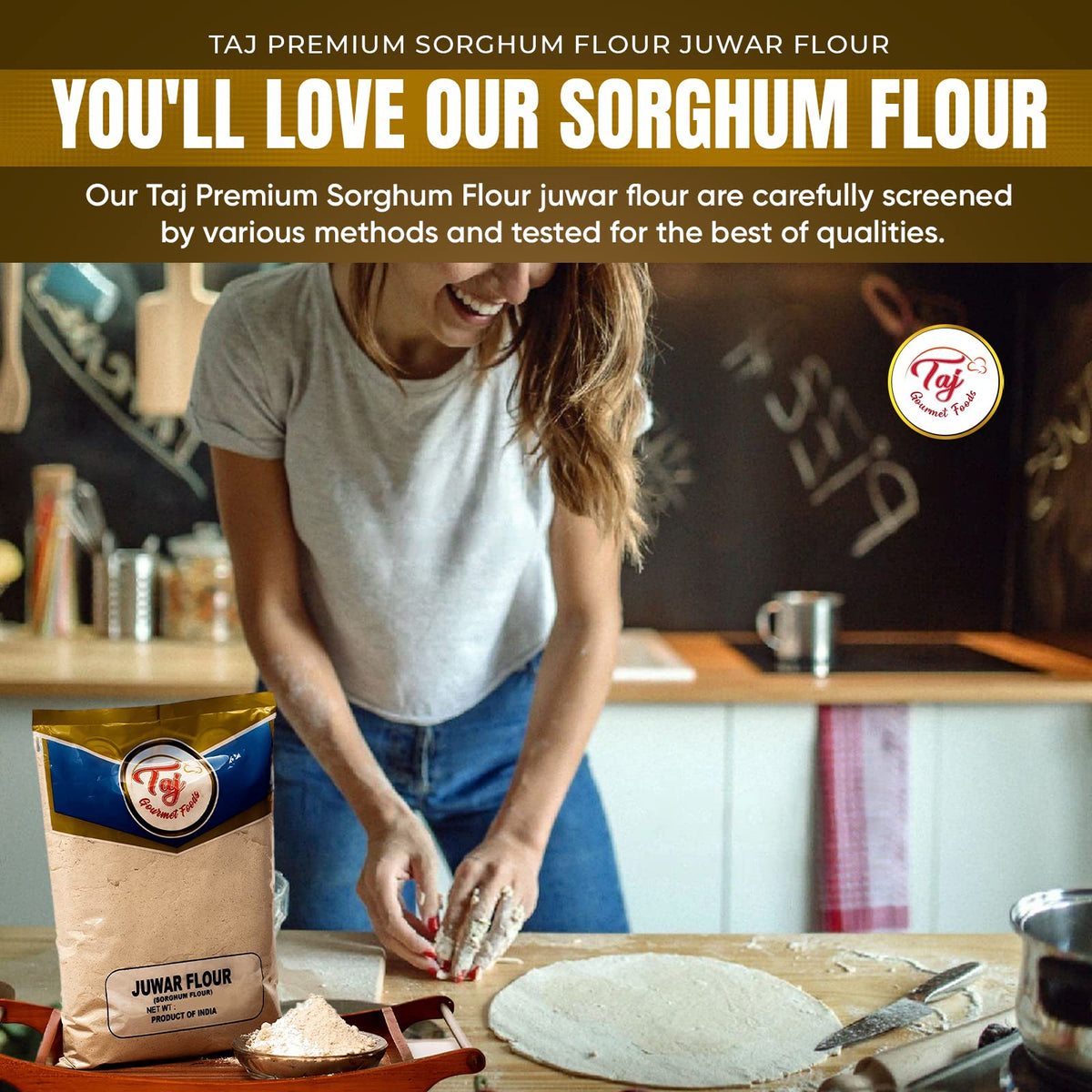 TAJ Premium Sorghum Flour Juwar Jowar Flour, 4-Pounds