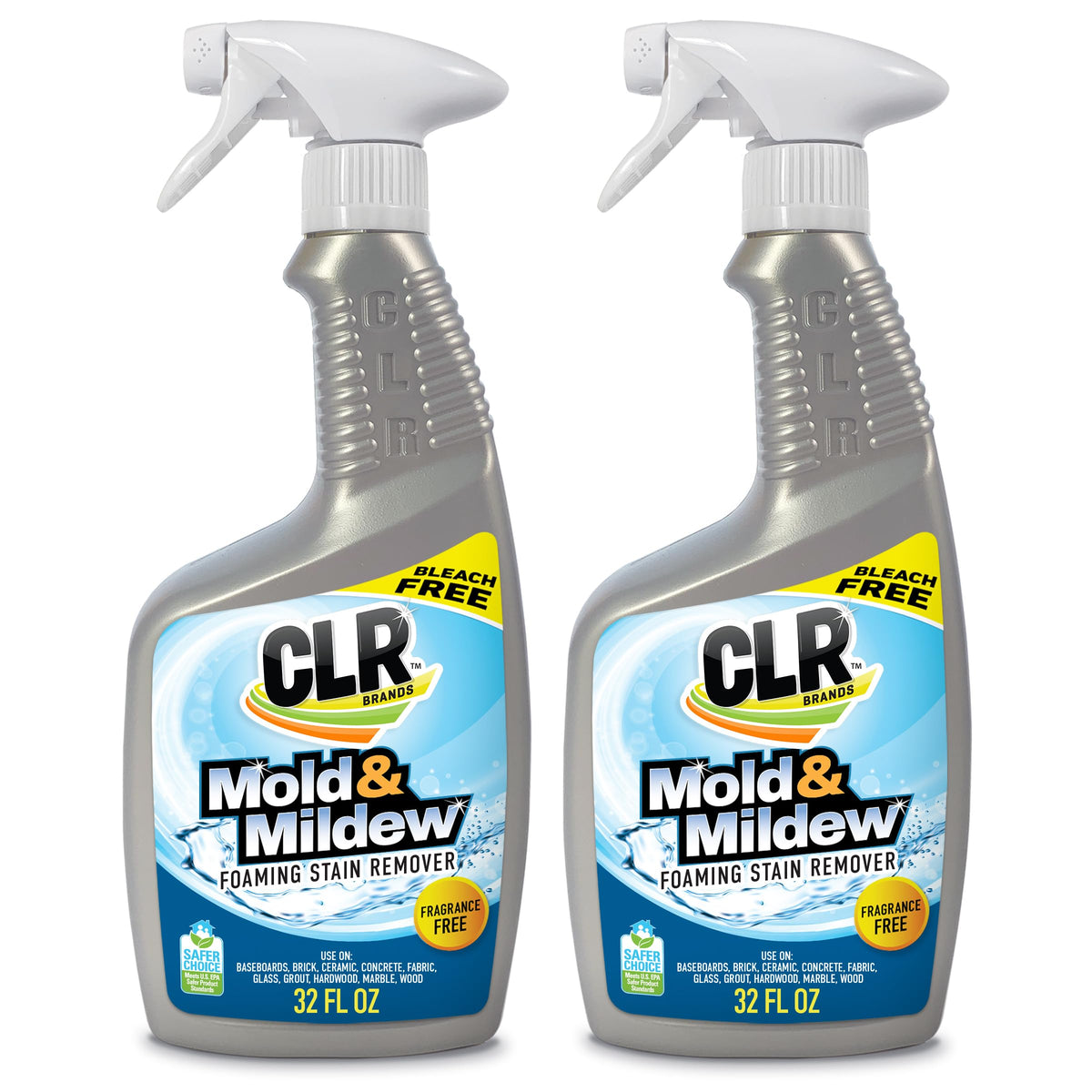 CLR Brands Mold and Mildew Stain Remover, 32 oz. Spray Bottle, Pack of 2, Multi-Surface Stain Remover, Works on Tile, Wood, Concrete, Glass, and More