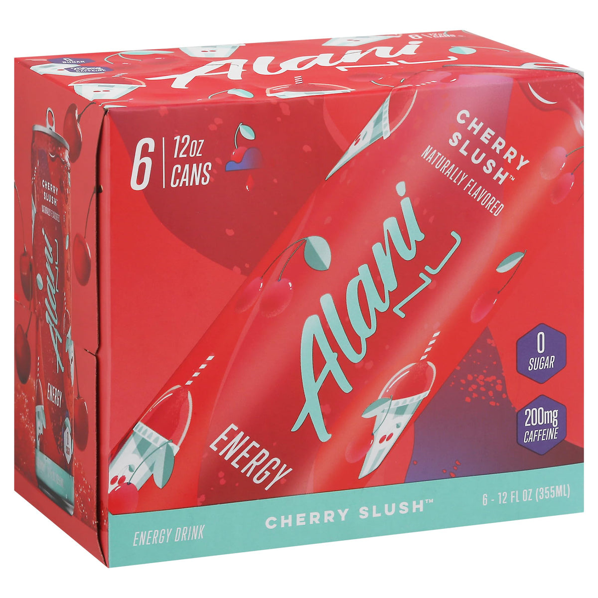 Alani Nu Energy Drinks 6 Cans Sugar Free 200mg of Caffeine B Vitamins 12 Fluid Ounce Cans (Cherry Slush)
