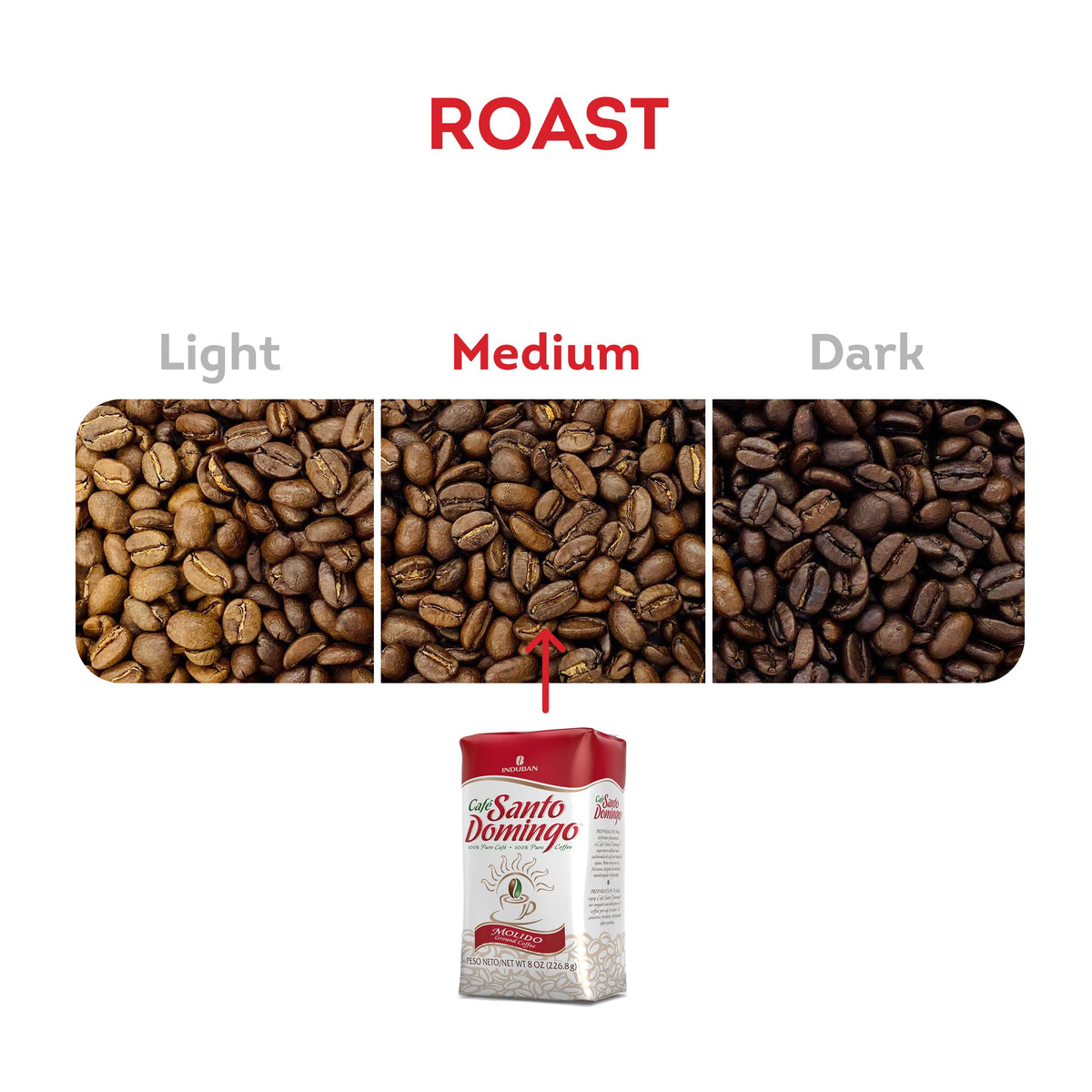 Café Santo Domingo, 8 oz Bag, Ground Coffee, Medium Roast - Product from the Dominican Republic (Pack of 4)