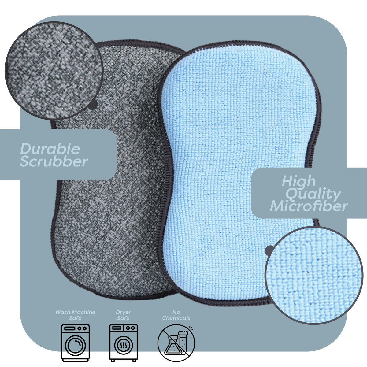 Multi-Purpose Sponges Kitchen by Scrub-it - Non-Scratch Microfiber sponges for Cleaning, Along with Heavy Duty Scrubbing Power - Reusable Dish Sponge