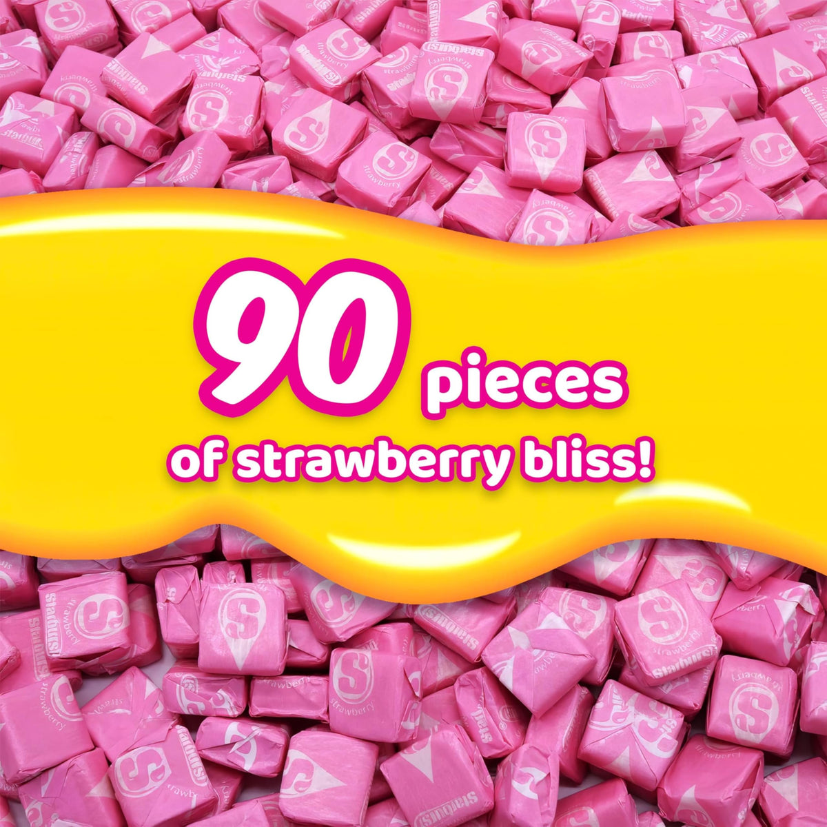 All Pink Strawberry Chewy Candy - Fruit Flavor - 1 lb Bulk Bag