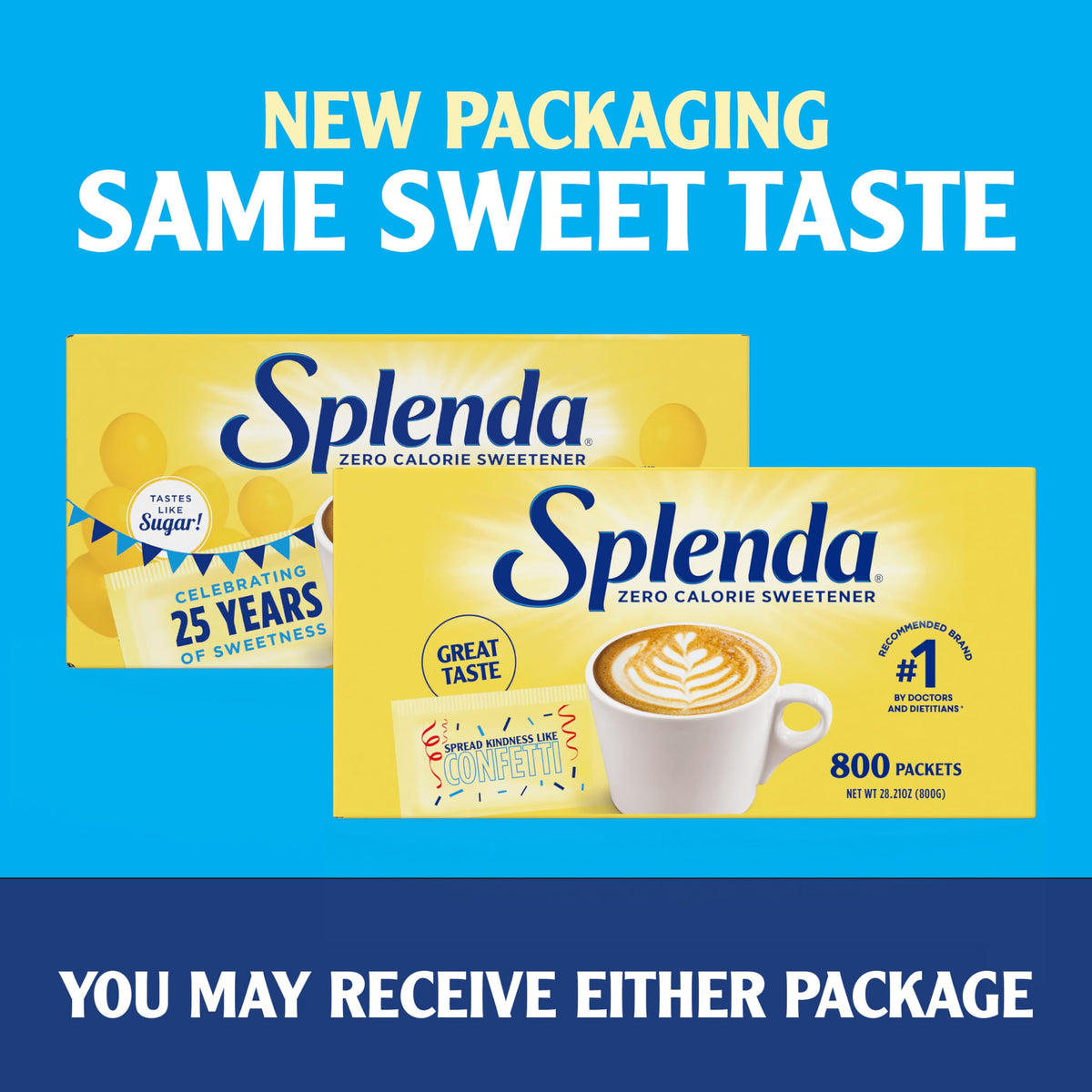 SPLENDA Zero Calorie Sweetener Value Pack, 800 Count Packets