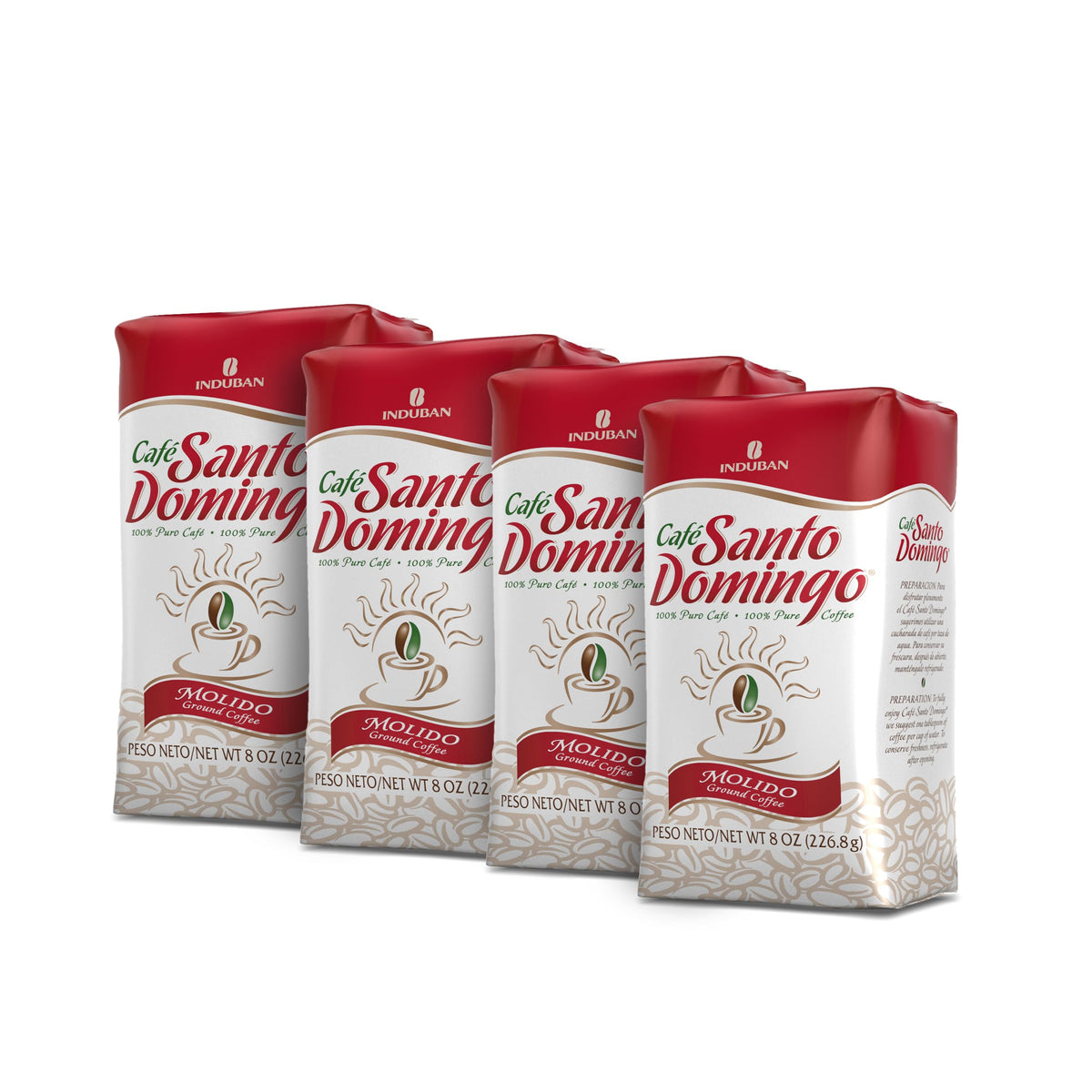 Café Santo Domingo, 8 oz Bag, Ground Coffee, Medium Roast - Product from the Dominican Republic (Pack of 4)