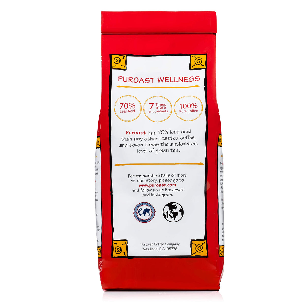 Puroast Low Acid Coffee Bean | Colombian Supremo Whole Bean | Medium Roast | High Antioxidants & High pH |No Bitter Aftertaste | Reduced Heartburn