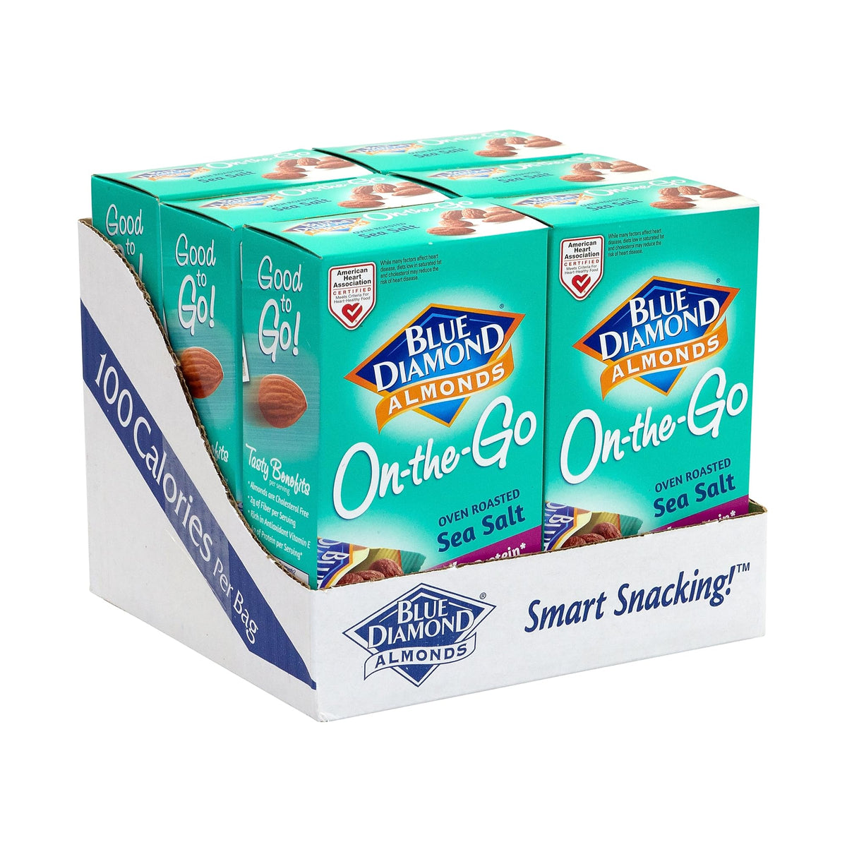 Blue Diamond Almonds, Oven Roasted with Sea Salt, 100 Calorie On-The-Go Bags 7 count of 0.6Oz (Pack Of 6)