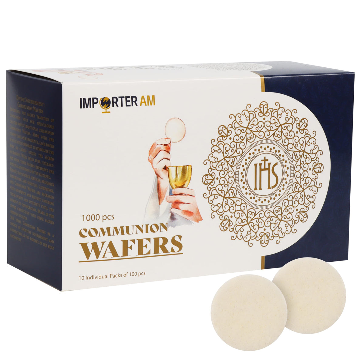 Church Communion Wafers Round 1 3/8", 1000 Count Hosts for Communion Service Unleavened Eucharist Bread