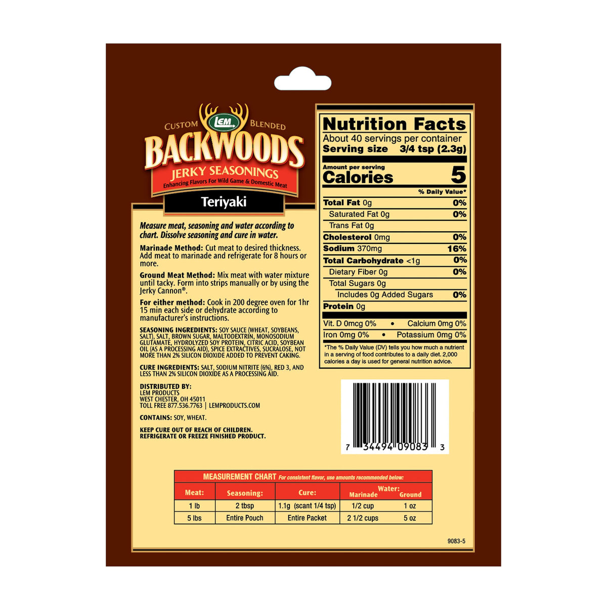 LEM Backwoods Teriyaki Seasoning with Cure Packet ,1 oz.