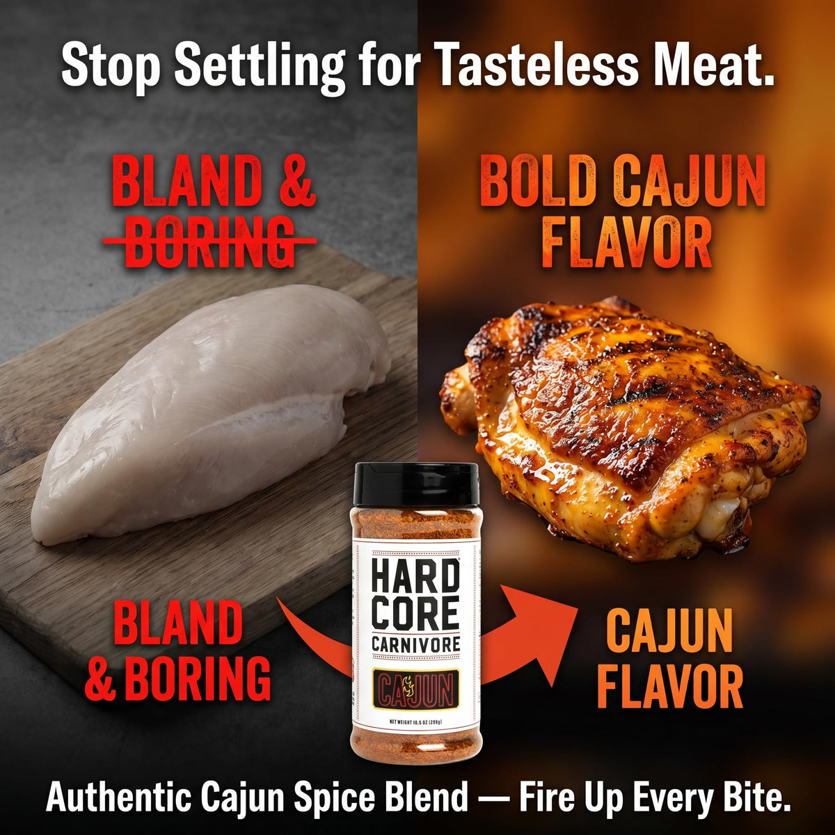 Hardcore Carnivore - Cajun BBQ Rub 10.5 oz - Meat Seasoning 12 Pack with Random Item