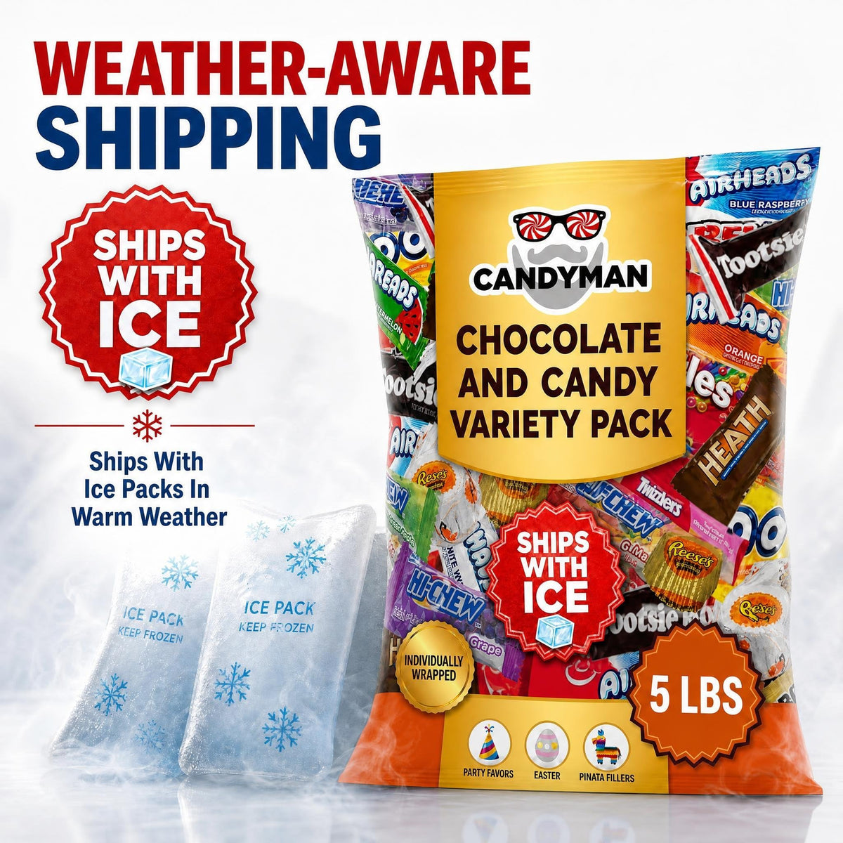 CANDYMAN 5 lb Chocolate Candy Variety Pack, Bulk, Individually Wrapped