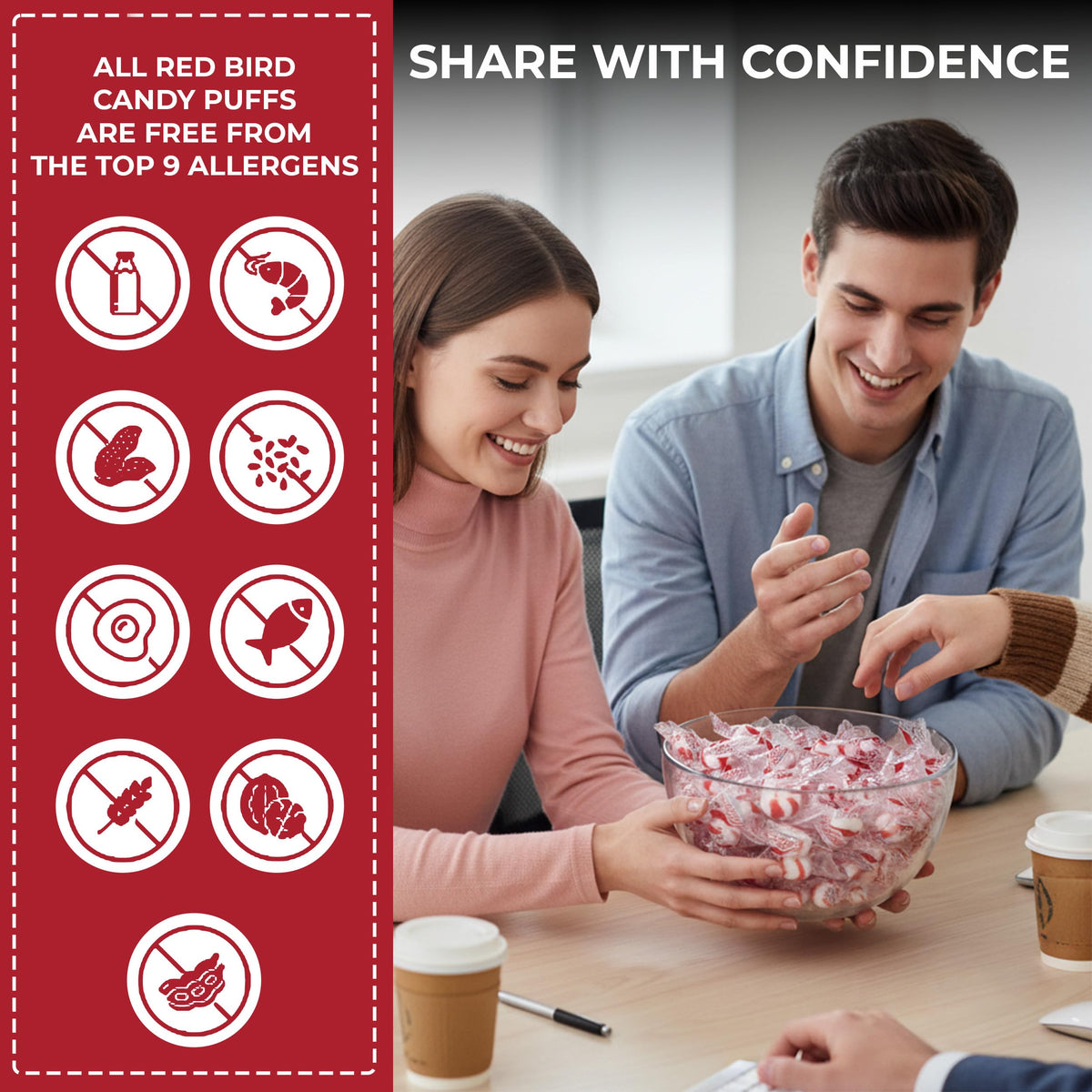 Red Bird Soft Peppermint Candy, Soft Mints Individually Wrapped, 18 oz Tub