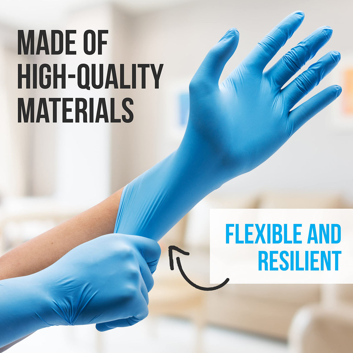SereneLife Nitrile Disposable Soft Industrial and Vinyl Blend Powder & Latex-Free Protective Gloves, Soft & Comfortable, Size Small, Sky Blue, 100