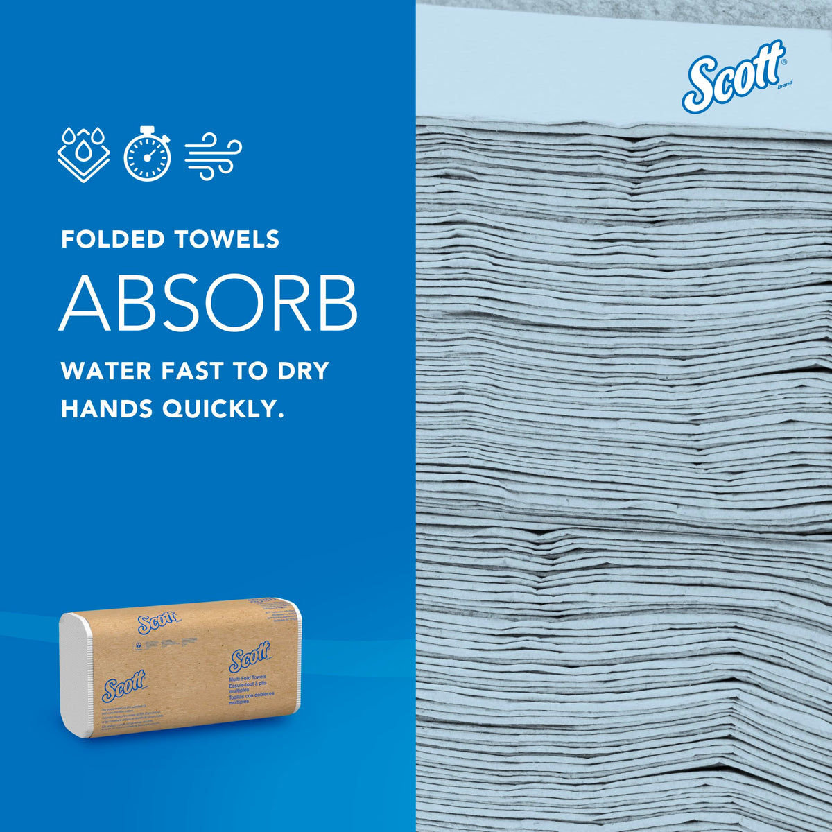 Scott Professional Universal 100% Recycled Fiber Multifold Paper Towels, Bulk (01807), Absorbency Pockets, 9.2"x9.4" Towel, Compressed, Compact (250