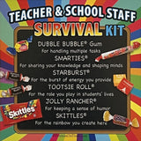 Teacher Appreciation & School Staff Survival Kits (100 per set) Fun Candy Treat Gift Kit Idea for Teacher Appreciation Week