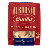Barilla Al Bronzo Mezzi Rigatoni Pasta 16 oz., Bronze Cut, Created from Durum Wheat, Imported From Italy, Non-GMO, Kosher