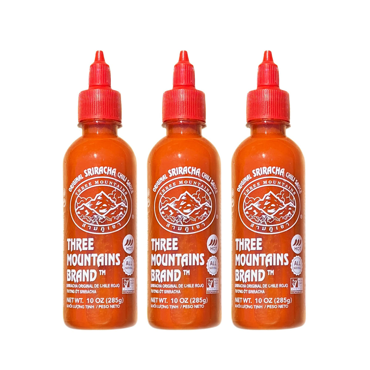 Three Mountains Brand, Original Sriracha Chili Sauce, 10 Oz., Pack of 3, NON-GMO Verified, All Natural, 10 Ounce (Pack of 3), 3.0 Count
