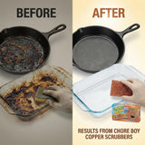 Chore Boy Heavy Duty Copper Scrubber for Pots and Pans 2 pk - Dish Scrub Pad & Cast Iron Cleaner - Scouring Pads - Steel Wool Alternative - 3 Pack