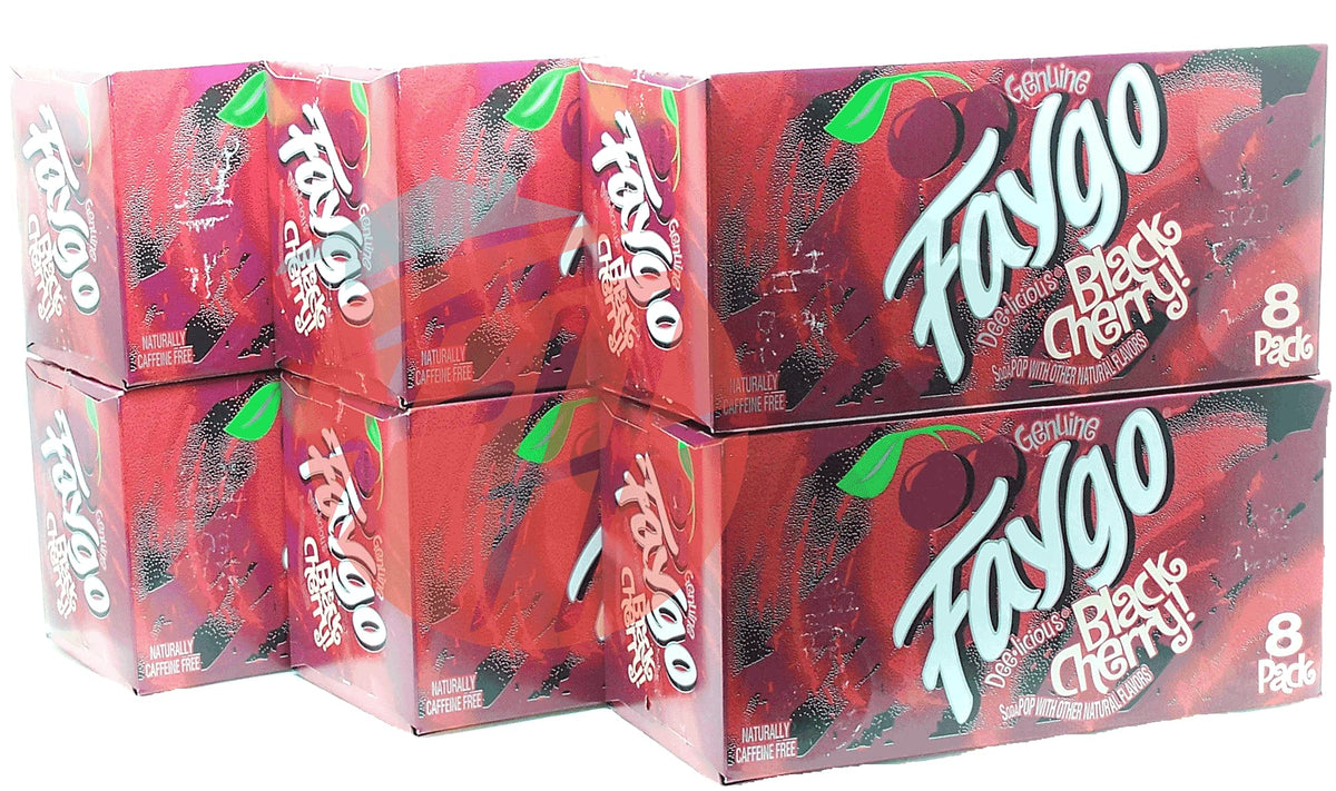 Faygo Black Cherry! flavored soda pop. 8-pack 12-fl. oz. cans in box (1)