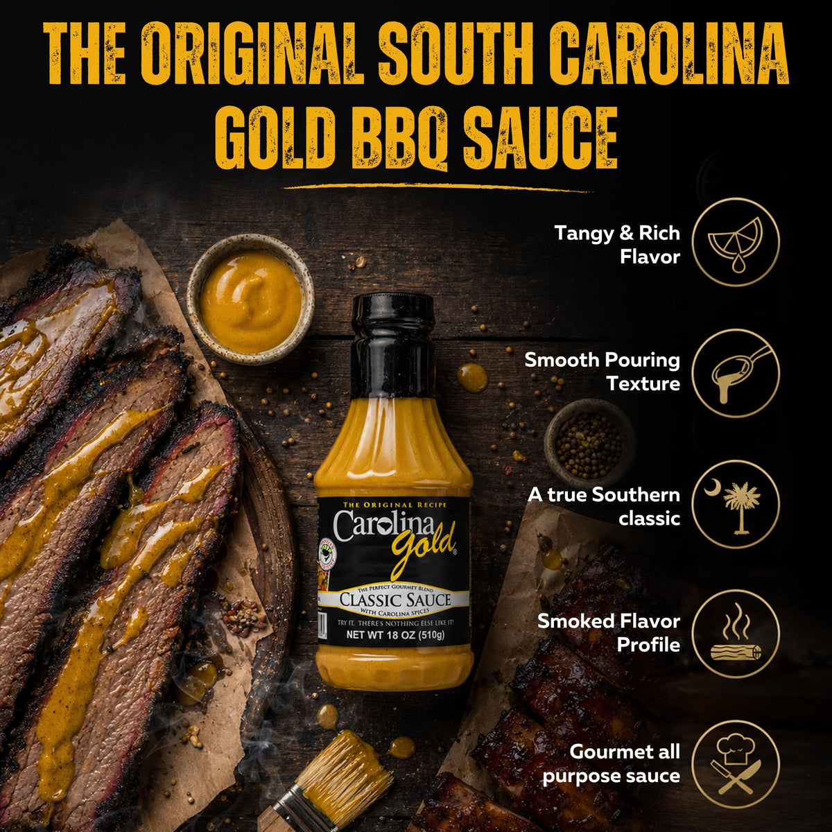 Carolina Gold Classic, BBQ Sauce, 18-Ounce (Pack of 6)