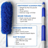 New U.S. Duster Company Triple Action High Reach Dusting Kit | Webster Cobweb Ceiling Fan Duster with 13 to 20 Foot Extension Telescope Pole |