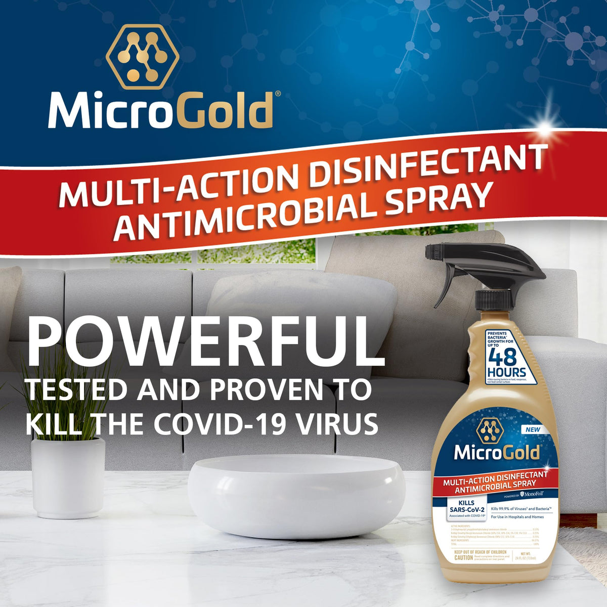 (2PACK) MicroGold Multi Action Disinfectant & Antimicrobial, Clear, 24oz2