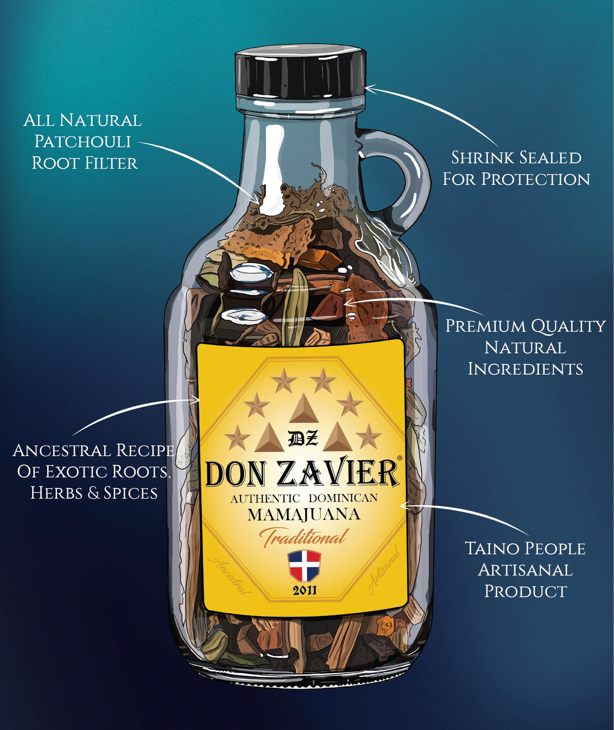 Don Zavier Mamajuana CINNAMON Two 1/2 Gallons