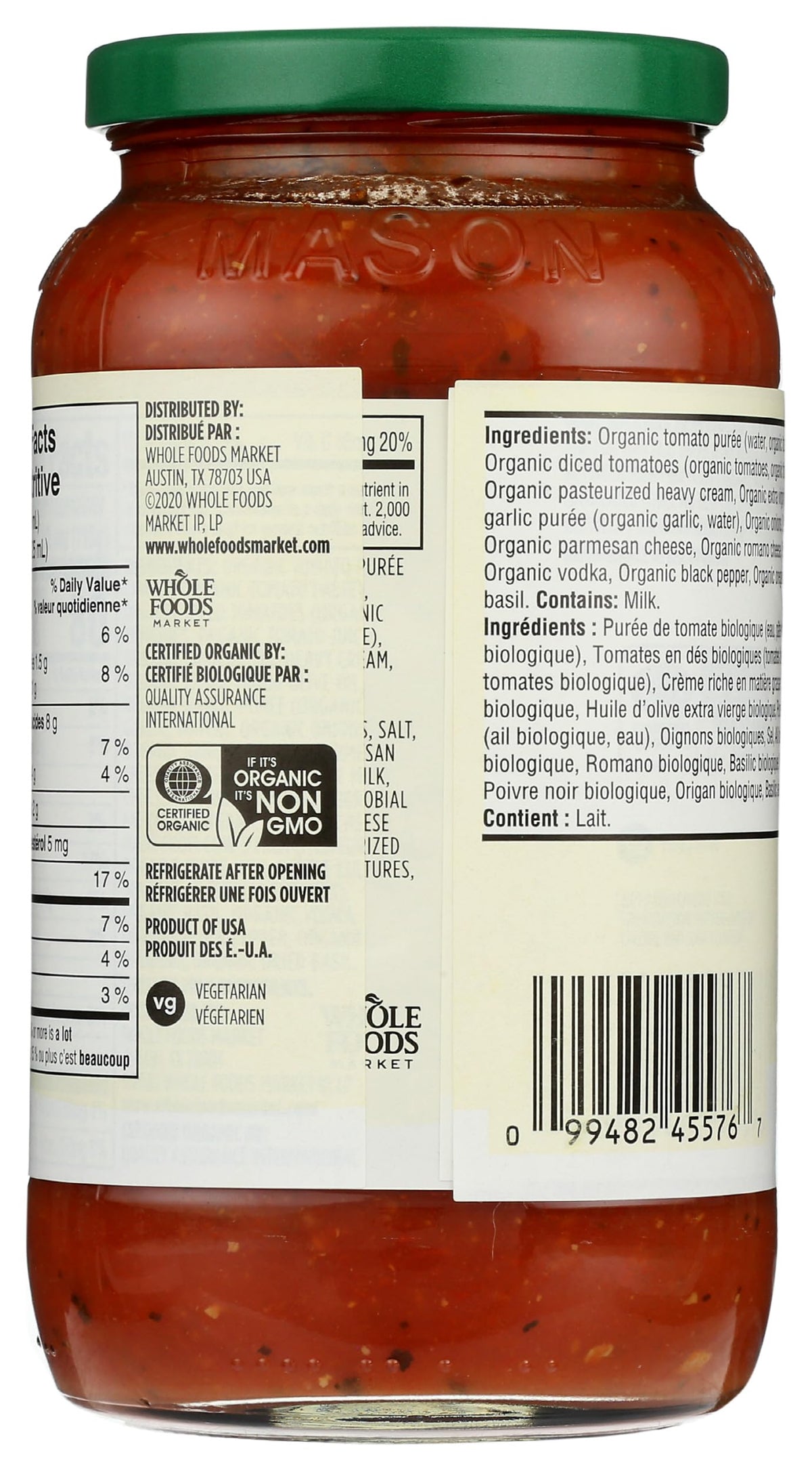 365 by Whole Foods Market, Organic Creamy Vodka Pasta Sauce, 25 Ounce