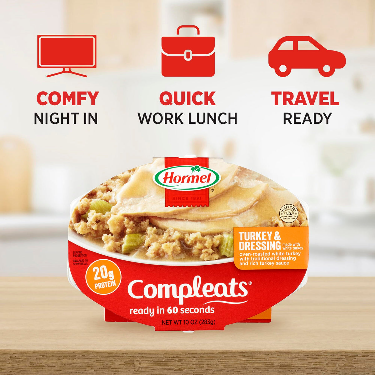 HORMEL COMPLEATS Turkey & Dressing Microwave Tray, 10 oz. (6 Pack)