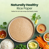 Gate to Nature Brown Rice Paper (Large 8.5 in) Vegan Roll Low Carb Rice Paper For Spring Roll Wrappers Gluten Free Dumpling & Won Ton Wrappers,
