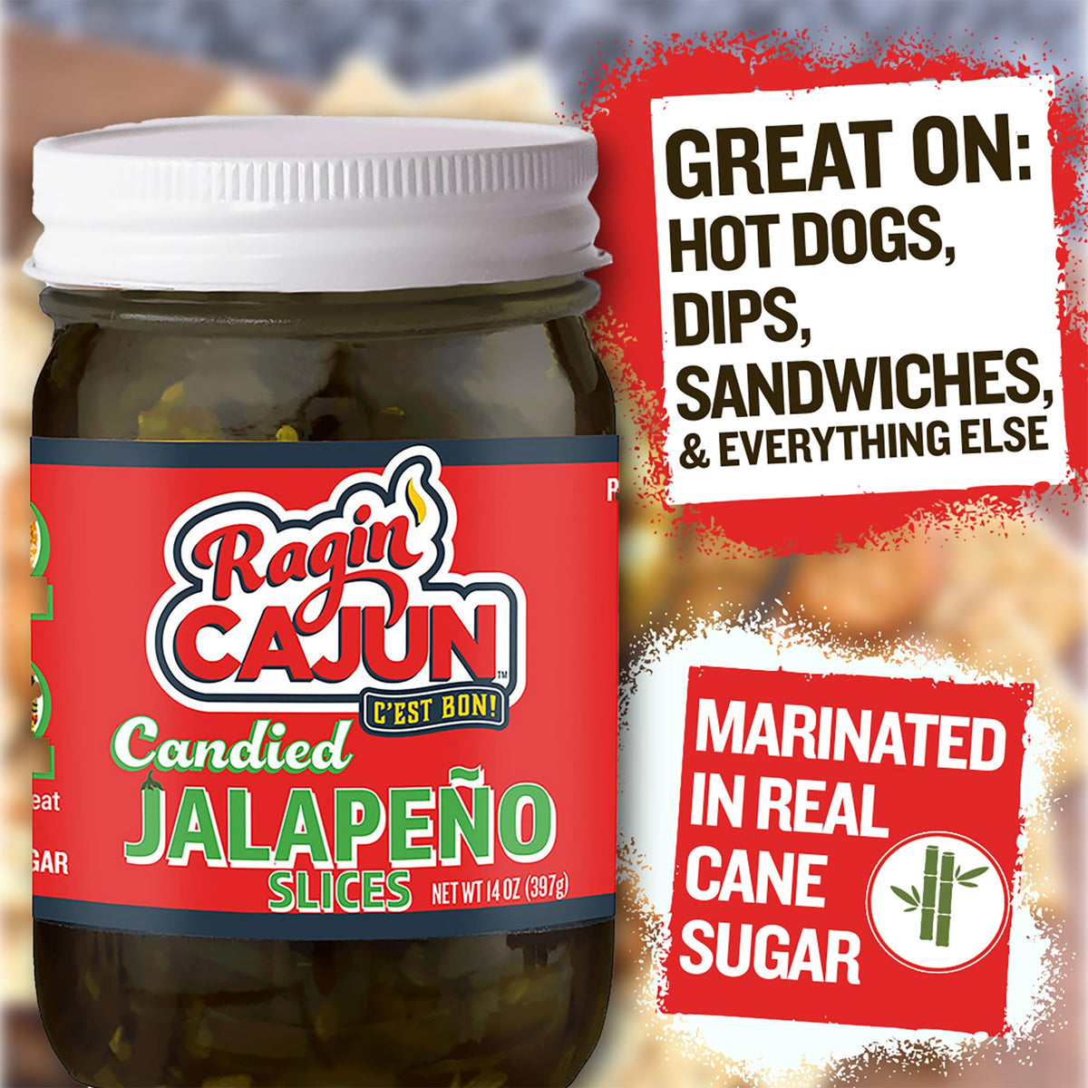 Ragin' Cajun Flavorful Charcuterie Condiment Trio - 1 Jalapeño Relish 15 oz, 1 Jalapeño Slice 14 oz, 1 Spicy Pickle 12 oz, Authentic Louisiana Variety
