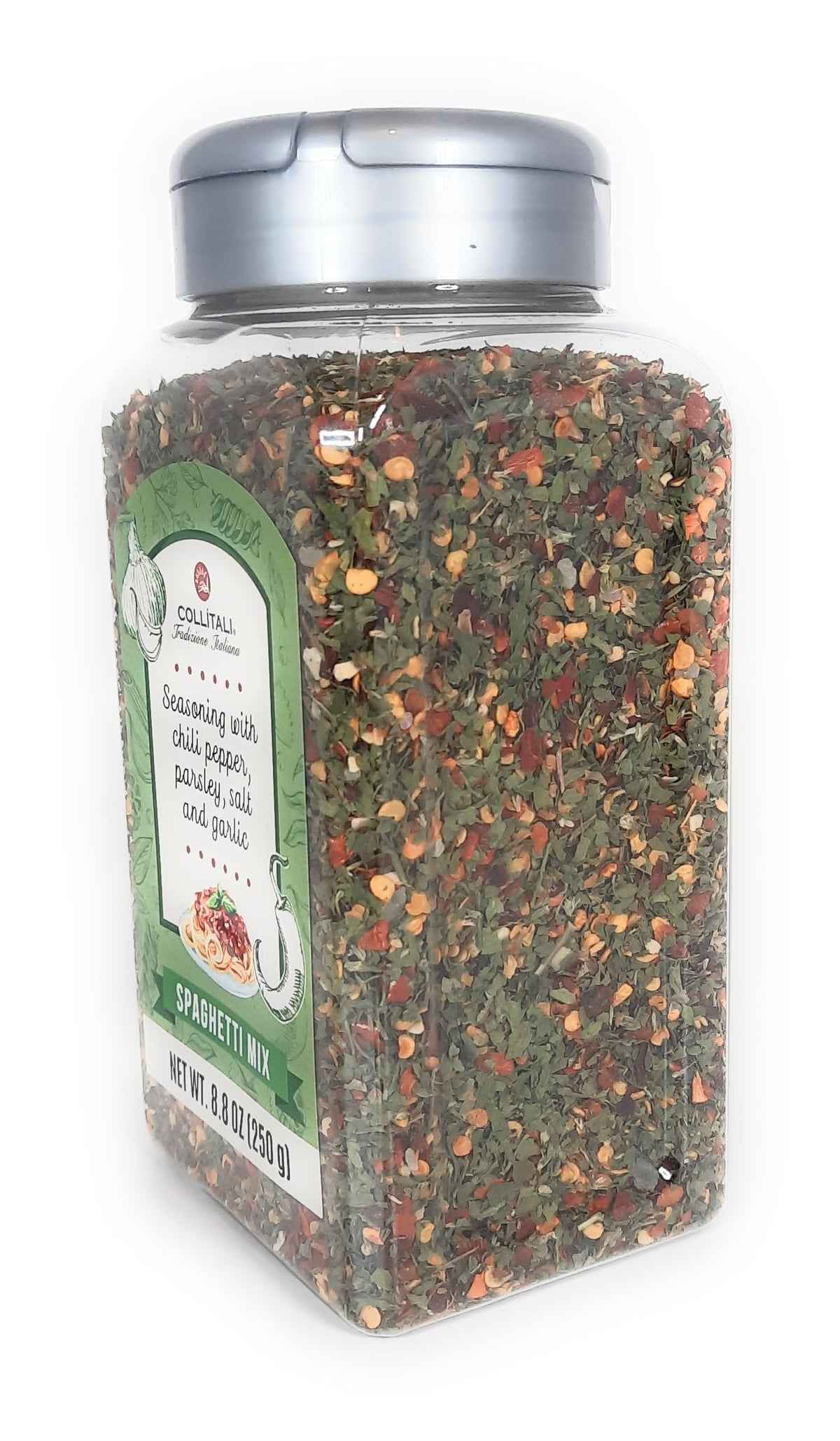 Aglio Olio Pepperoncino Spaghetti Mix Seasoning With Chili Peppers Parsley Salt And Garlic Tradizione Italiana 8.8oz
