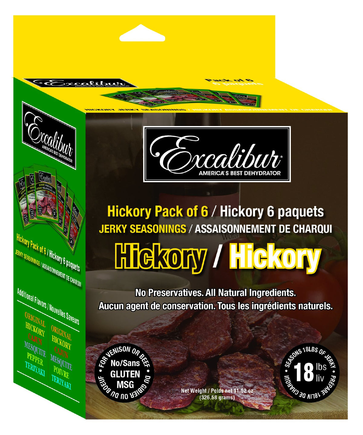 Excalibur JS6-H Hickory Jerky Mix Seasonings, 6-Count