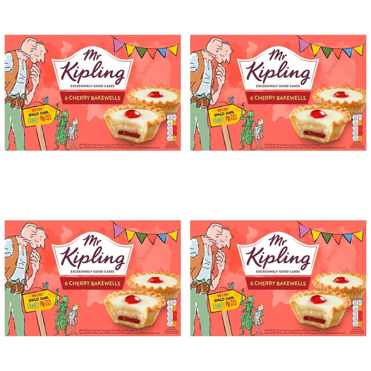 Mr Kipling Cakes - Cherry Bakewells - 6 Pack-SET OF 4