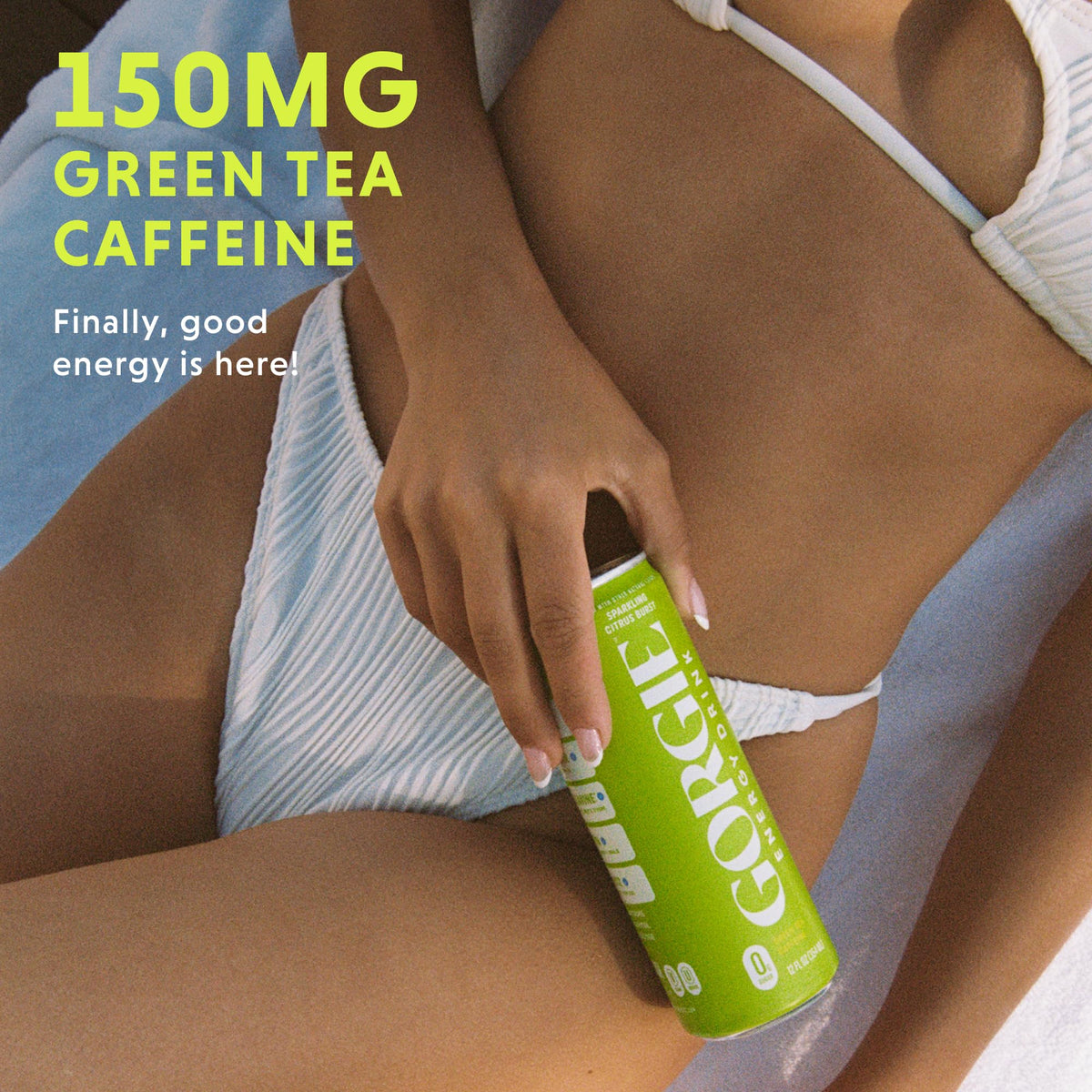 GORGIE Citrus Burst Sugar Free Energy Drink, Green Tea, Lime, 12 Pack