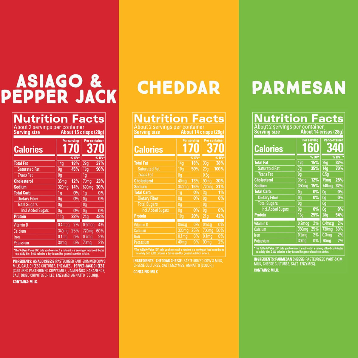 Whisps Cheese Crisps Variety Pack | Protein Chips | Healthy Snacks | Protein Snacks, Gluten Free, High Protein, Low Carb Keto Food | Parmesan