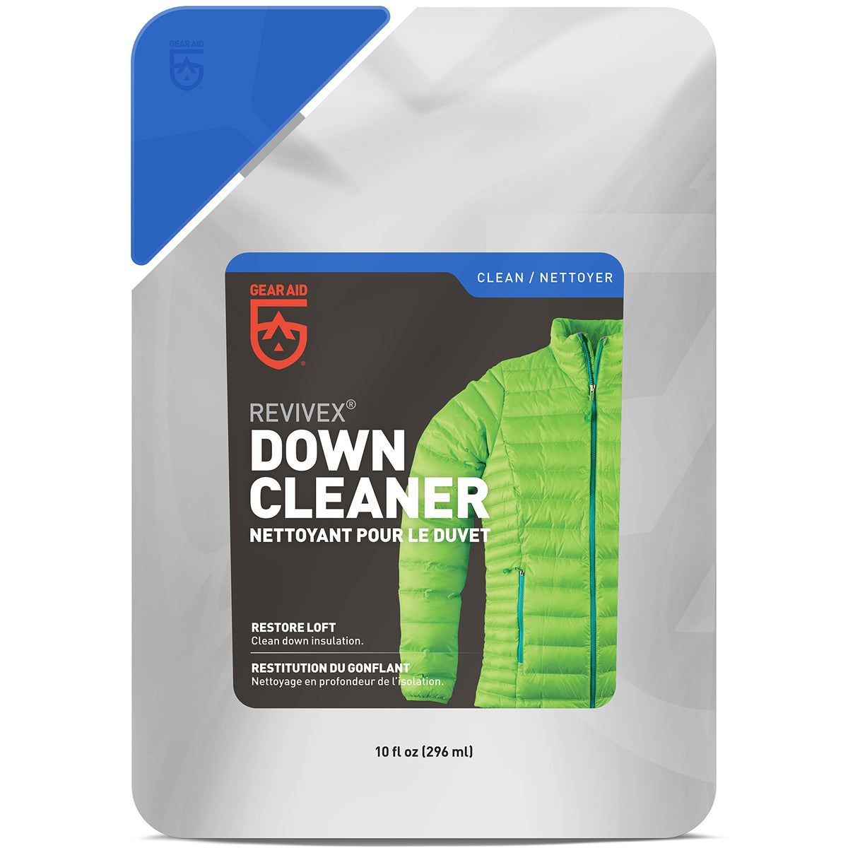 GEAR AID Revivex Down Cleaner for Washing and Restoring Loft in Puffer Jackets, Vests, Blankets, and Sleeping Bags, 10 Fl Oz
