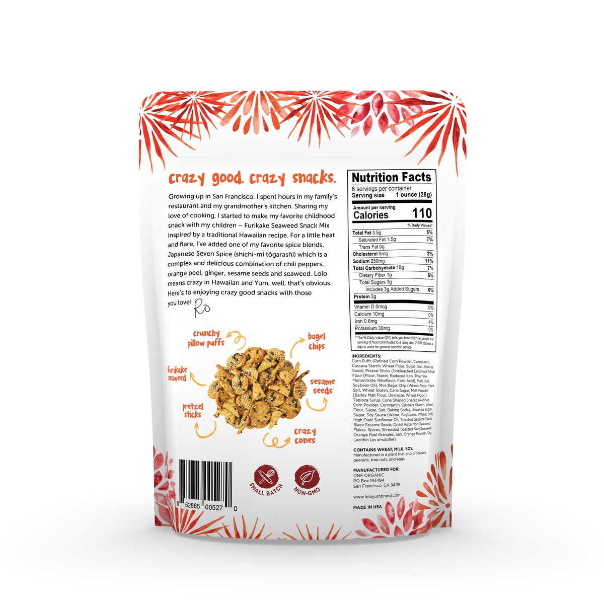 LoloYum Furikake Seaweed Snack Mix (Japanese Seven Spice, 6oz x 2 packs)