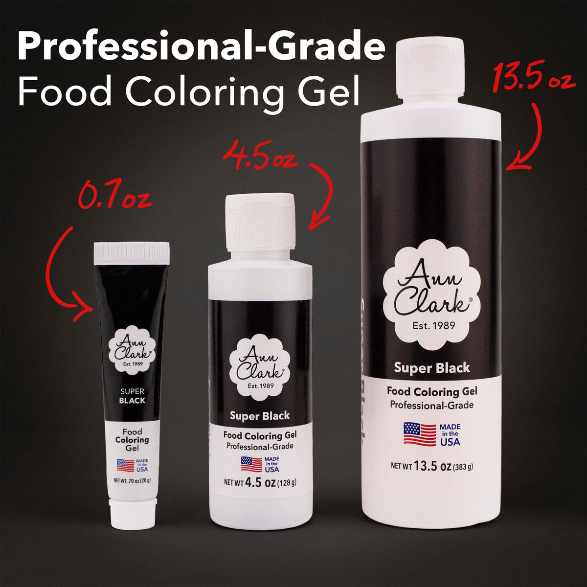 Ann Clark Super Black Food Coloring Gel Large 4.5 oz Professional Grade Made in USA