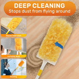 Inaloon Heavy Duty Duster Refills 30 Pack, 360° Multi Surface Feather Dusters Kit with Extendable 3FT Handle, Disposable Microfiber Dusters
