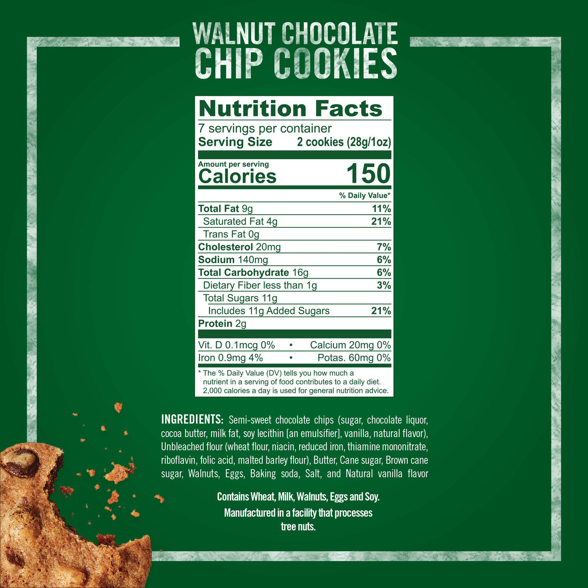 Tate's Bake Shop Walnut Chocolate Chip Cookies, 4 - 7 oz Bags